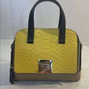 Furla Yellow Python Embossed Leather Mini Satchel Top Handle Crossbody Bag